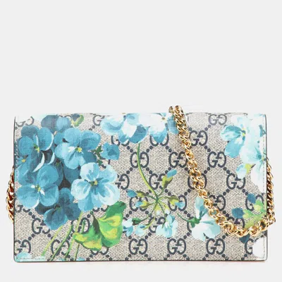 Pre-owned Gucci Multicolor Gg Supreme Blooms Wallet On Chain