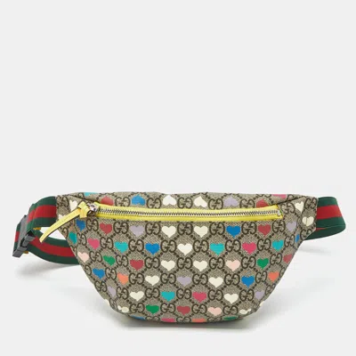Pre-owned Gucci Multicolor Gg Supreme Canvas Heart Belt Bag