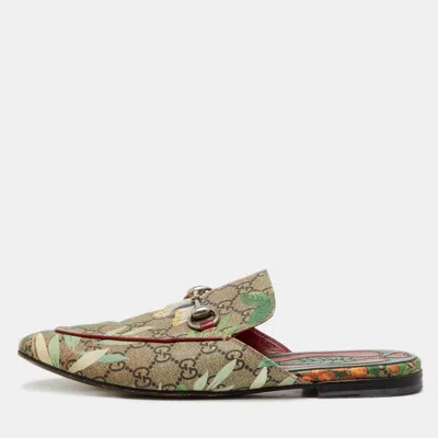 Pre-owned Gucci Multicolor Gg Supreme Canvas Tian Princetown Flat Mules Size 41
