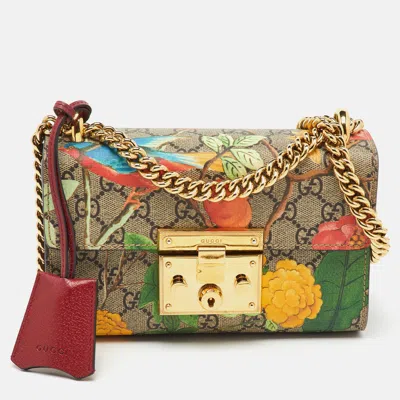 Pre-owned Gucci Multicolor Gg Supreme Canvas Tian Print Small Padlock Shoulder Bag