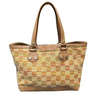 Pre-owned Gucci Multi-color Hemp Linen Leather Tote Bag ()