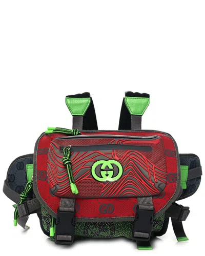 GUCCI GUCCI MULTICOLOR JERSEY GG LEATHER GG MONOGRAM ALL OVER SPORTY FLAP BACKPACK (AUTHENTIC PRE-LOVED)