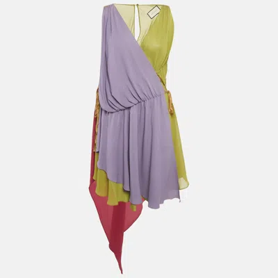 Pre-owned Gucci Multicolor Layered Silk Mini Dress M
