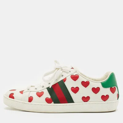 Pre-owned Gucci Multicolor Leather Ace Hearts Low Top Sneakers Size 37