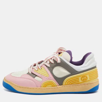 Pre-owned Gucci Multicolor Leather And Fabric Demetra Basket Low Top Sneakers Size 37