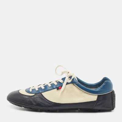 Pre-owned Gucci Multicolor Leather And Fabric Lace Up Sneakers Size 45.5