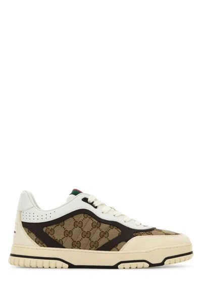 Gucci Multicolor Leather And Gg Supreme Fabric Re-web Sneakers In White