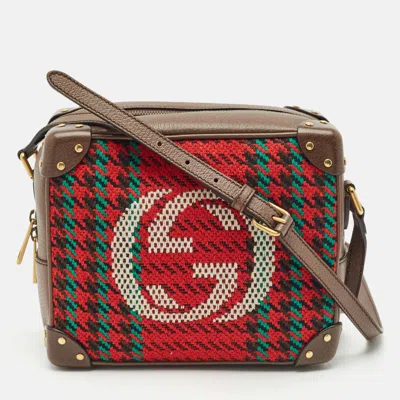 Pre-owned Gucci Multicolor Leather And Tweed Trunk Case Bag