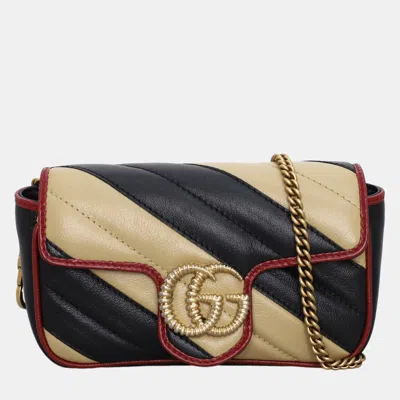 Pre-owned Gucci Multicolor Leather Gg Marmont Chain Mini Bag