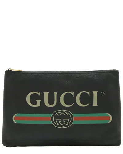 Pre-owned Gucci Multicolor Leather Logo Print Portfolio Clutch (authentic Pre-loved) In Multicolor/multicolor