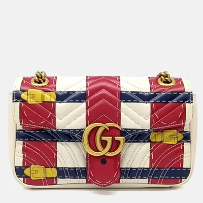 Pre-owned Gucci Multicolor Leather Marmont Matrasse Shoulder Bag