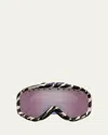 Gucci Multicolor Logo Injection Plastic Shield Sunglasses In Shiny Zebra Black Ivory