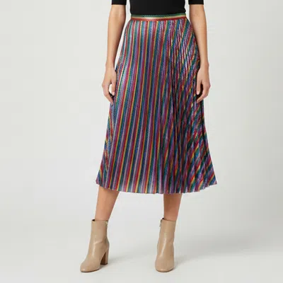 Pre-owned Gucci Multicolor Metallic Plisse Lurex Maxi Skirt M
