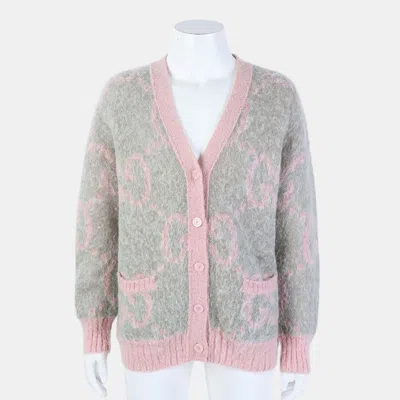 Pre-owned Gucci Multicolor Mohair Polyamide Wool Reversible Cardigan Size S