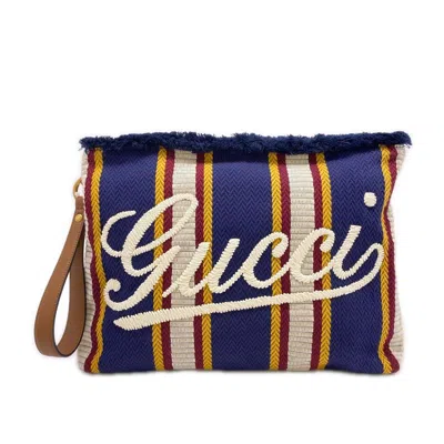 Pre-owned Gucci Multi-color Navy Canvas Clutch Bag Pouch ()