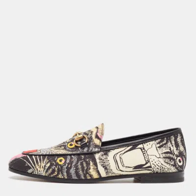 Pre-owned Gucci Multicolor Printed Fabric Jordaan Loafers Size 35