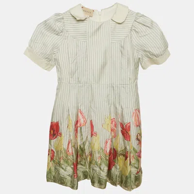 Pre-owned Gucci Multicolor Printed Silk Pleat Detail Dress 5 Yrs