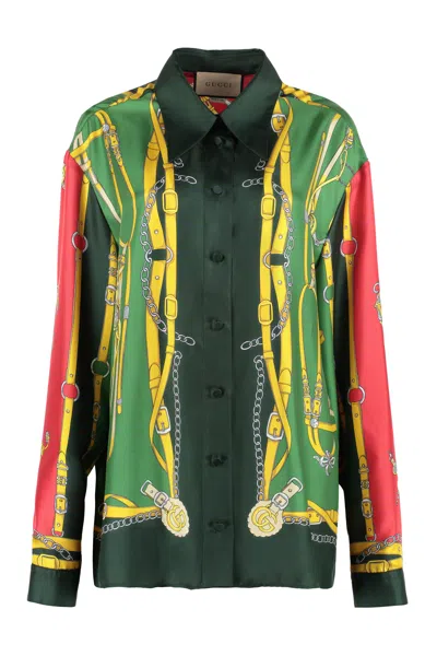 Gucci Multicolor Printed Silk Shirt For Women