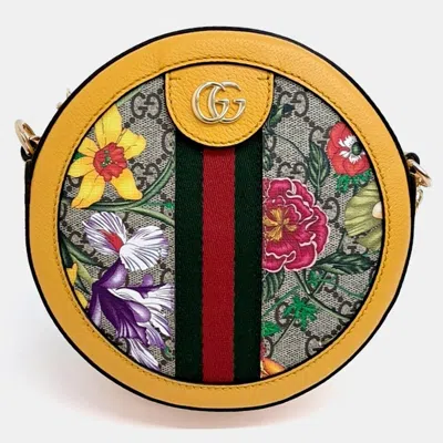 Pre-owned Gucci Multicolor Pvc Ophidia Mini Gg Round Shoulder Bag