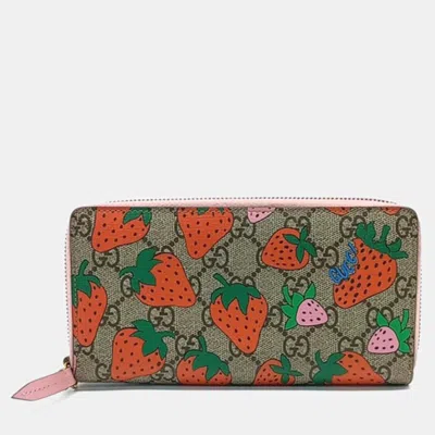 Pre-owned Gucci Multicolor Pvc Strawberry Long Wallet
