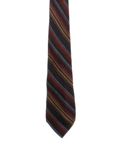 Pre-owned Gucci Multi-color Silk Pattern Print Tie In Brown