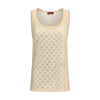 Gucci Multicolor Silk Tank Tops In Neutral