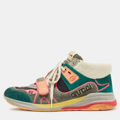 Pre-owned Gucci Multicolor Suede And Mesh Low Top Sneakers Size 44.5