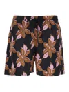 Gucci Multicolor Swimsuit With Drawstring And All-over Floral Print In Tech Fabric Man In Multi