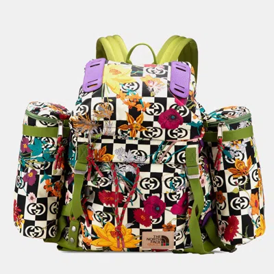 Pre-owned Gucci Multicolor The North Face Floral Multicolor Nylon And Leather Backpack
