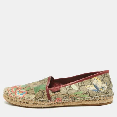 Pre-owned Gucci Multicolor Tian Print Gg Supreme Canvas Flat Espadrilles Size 41.5