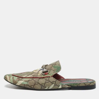 Pre-owned Gucci Multicolor Tian Print Gg Supreme Canvas Horsebit Flat Mules Size 40