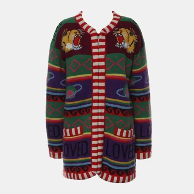 Pre-owned Gucci Multicolor Tiger Knitted Cardigan Xs