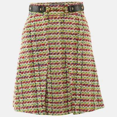 Pre-owned Gucci Multicolor Tweed Horsebit Detail Mini Skirt Xs