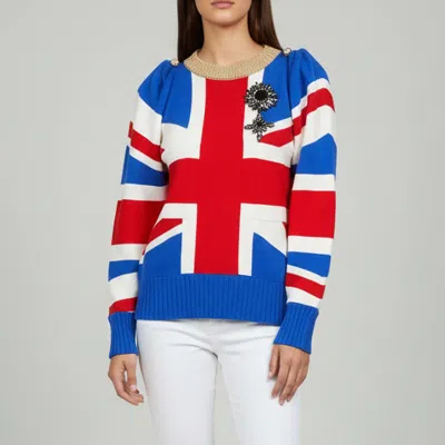 Pre-owned Gucci Multicolor Union Jack Intarsia Wool Long Sleeve Sweater M