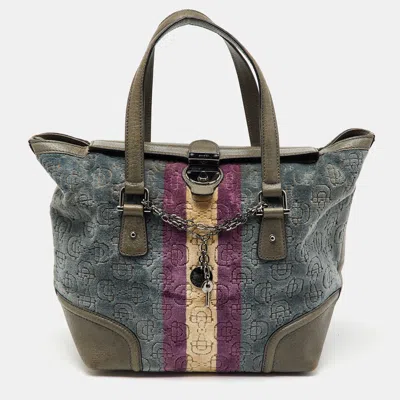 Pre-owned Gucci Multicolor Velvet And Leather Horsebit Treasure Small Boston Bag