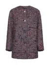 Gucci Longline Tweed Jacket Front Pockets In Multi
