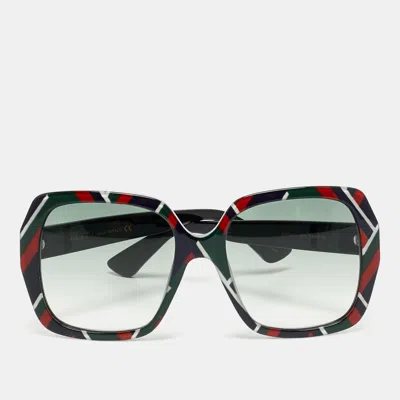 Pre-owned Gucci Multicolor/black Gradient Gg0096s Printed Frame Square Sunglasses