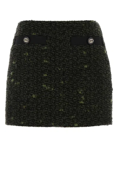 Gucci Multicolour Embellished Wool Mini Skirt