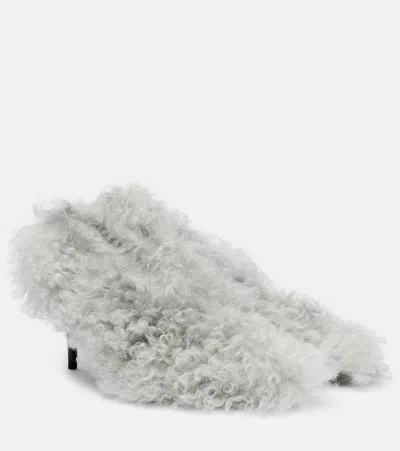 Gucci Musa Shearling Pumps In Gray