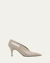 Gucci Musa Vernic Patent Leather Anklet Pumps In Gray