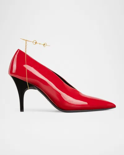 GUCCI MUSA VERNIC PATENT LEATHER ANKLET PUMPS
