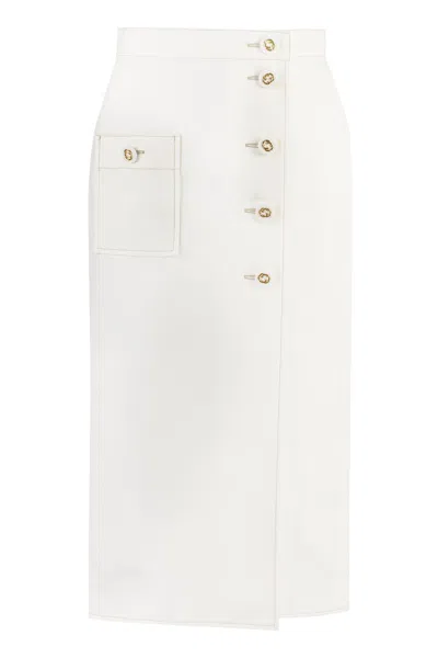 Gucci Must-have White Cotton Midi Skirt For Women