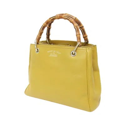 Pre-owned Gucci Mustard Leather Canvas Handbag Shoulder Bag () In Yellow