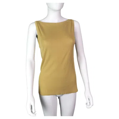 Pre-owned Gucci Mustard Yellow Ladies Tank Top, Cami, Vest Top, Silk Blend