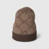 Gucci Gg Cashmere Lame Hat In Brown