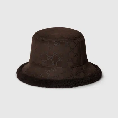 Gucci Gg Suede And Merino Wool Hat In Brown