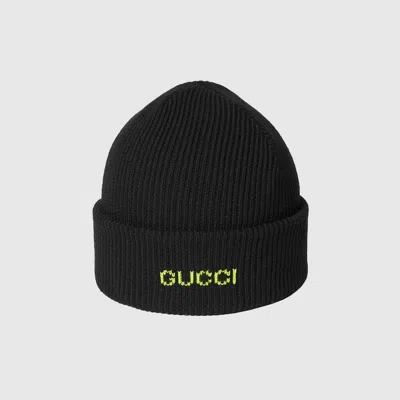 Gucci Mütze Aus Wolle Mit Stickerei In Black