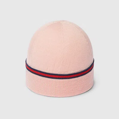 Gucci Babies' Mütze Aus Wolle Mit Web In Pink