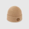 Gucci Womens Camel Double-g Ribbed Wool And Cashmere Beanie In Beige