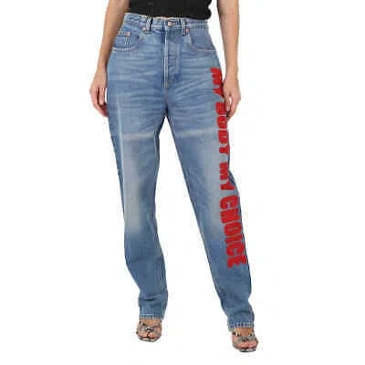 Pre-owned Gucci My Body My Choice Straight Leg Jeans In Blue